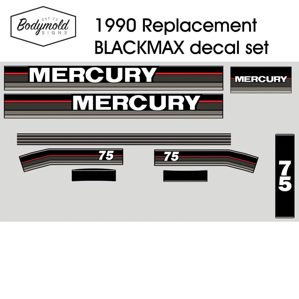 Mercury Outboard decals 1990 75hp Replacement decals