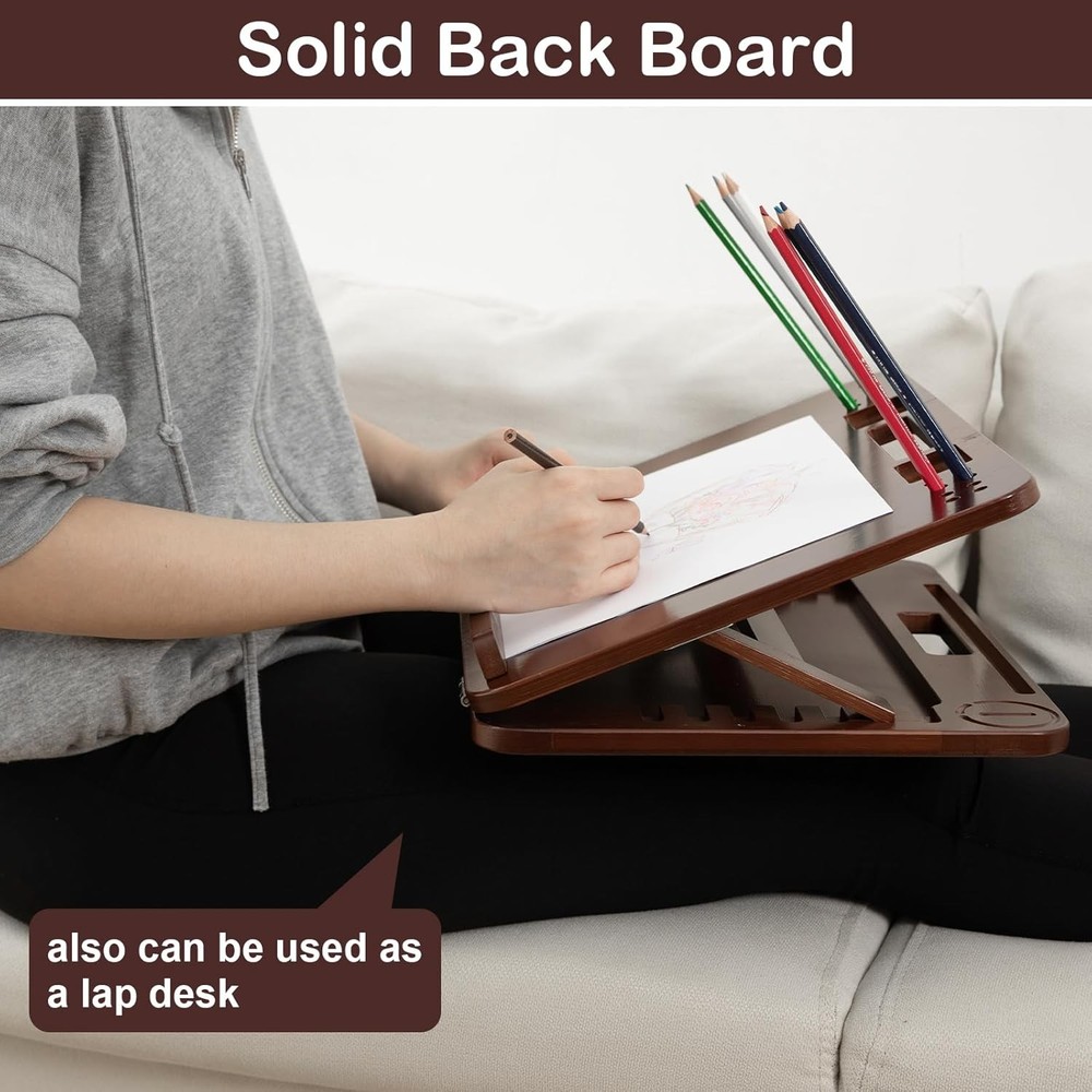 6-Position Bamboo Table Easel 16x12 Inch Adjustable Drawing & Sketching Board W/