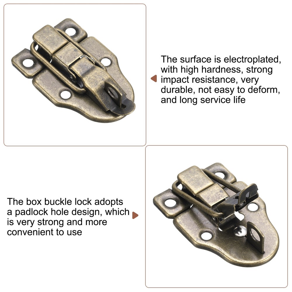 8Pcs Duck-billed Hasp Lock Retro Box Toggle Latch with Padlock Hole Bronze
