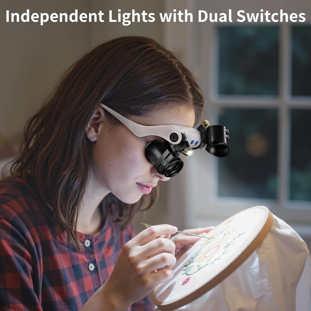 LED Lighted Magnifying Glasses with 14 Interchangeable Lenses for Precision Work