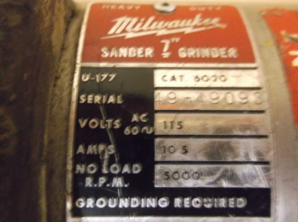MILWAUKEE 6020 Heavy Duty 7" SANDER GRINDER