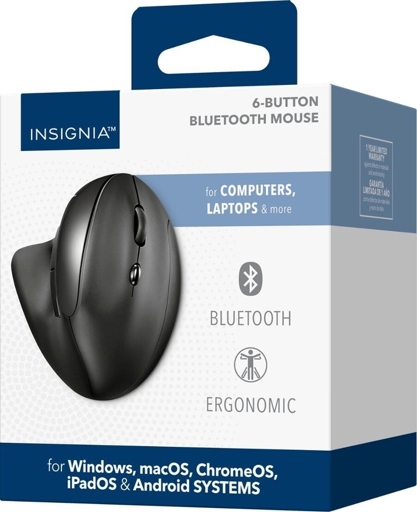Insignia - Bluetooth wireless 6-Button Ergonomic Mouse - Black