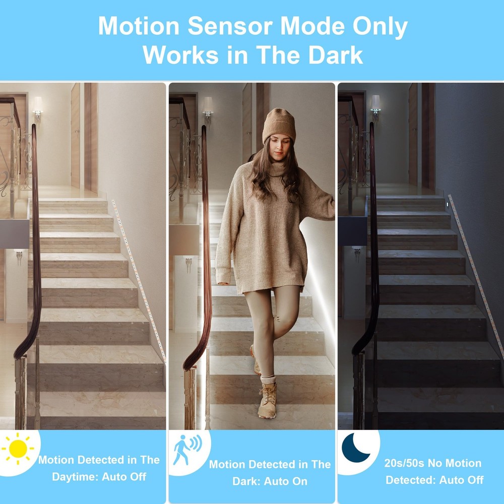 Under Cabinet Lights Kit 10 PCS Motion Sensor LED Strip Remote Dimmable Timer