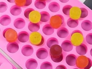 VITAPREP 2-Pack Round Silicone Candy Molds | 110 Cavities Total Middle, Pink
