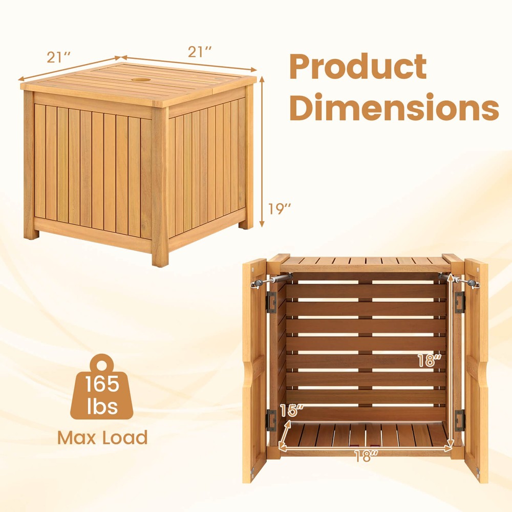 2-in-1 Outdoor Side Table w/Storage, Umbrella Hole & Removable Base for Backyard