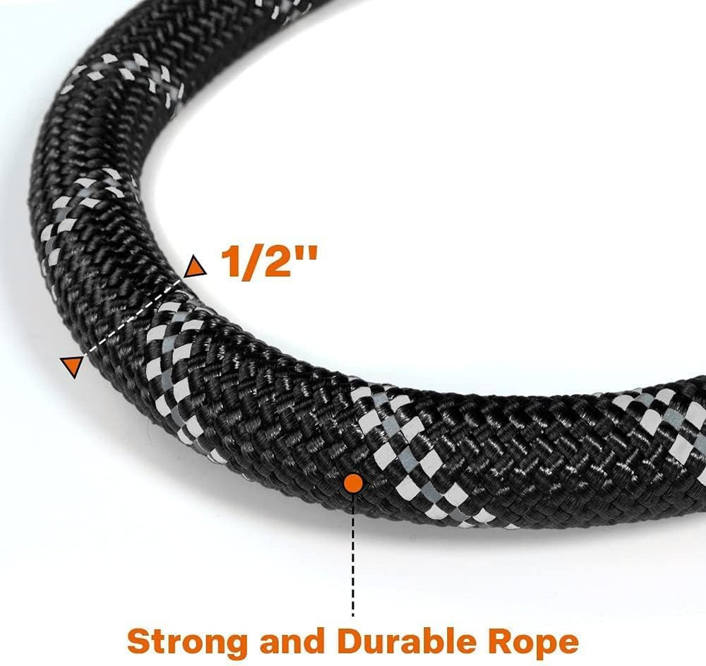 Rope Dog Leash 6 FT with Comfortable Padded Handle, Highly Reflective Threads Le