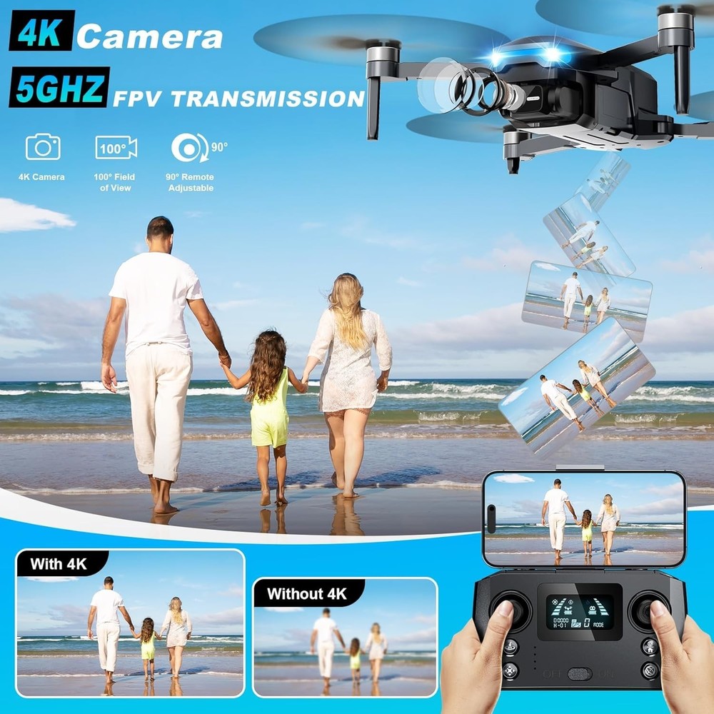 Compact 4K Drone with Gesture Control - Ultimate 46 Mins Flight Experience