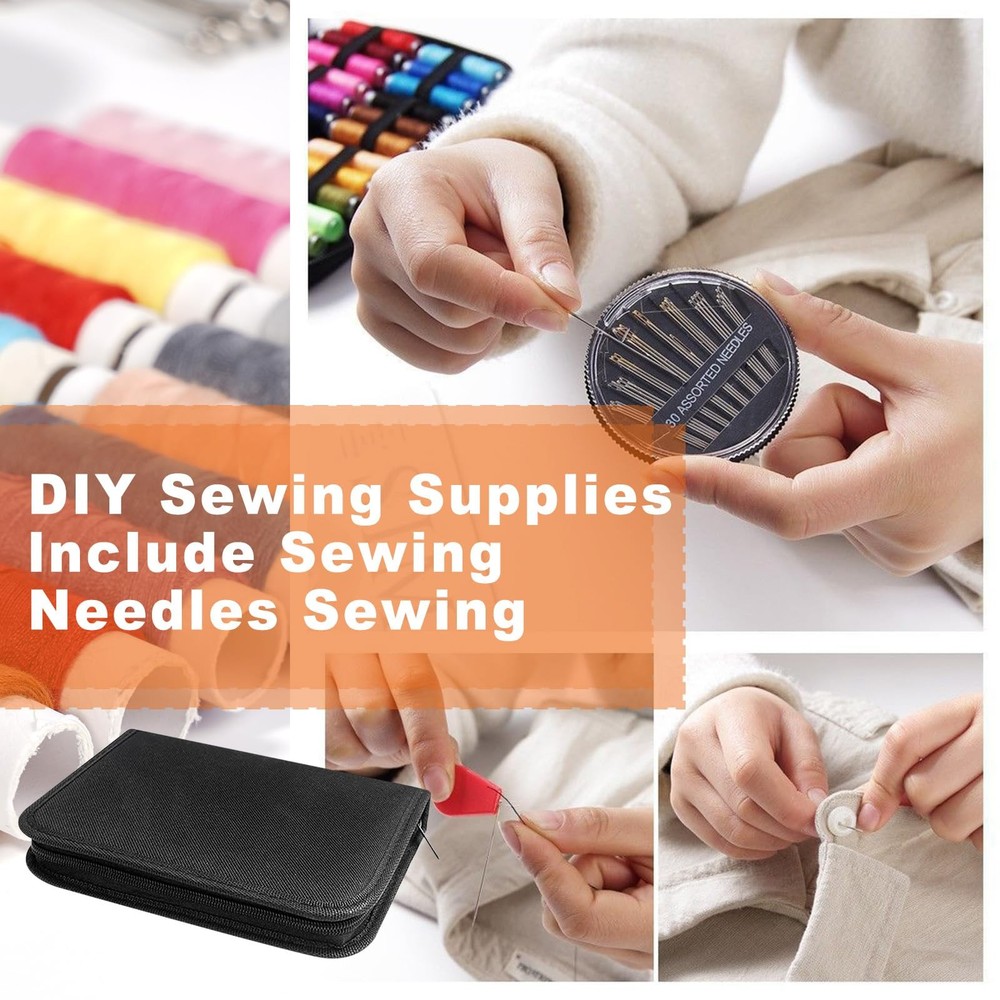 JUNING Sewing Kit with Black Case Portable XL-42 Threads-Black,