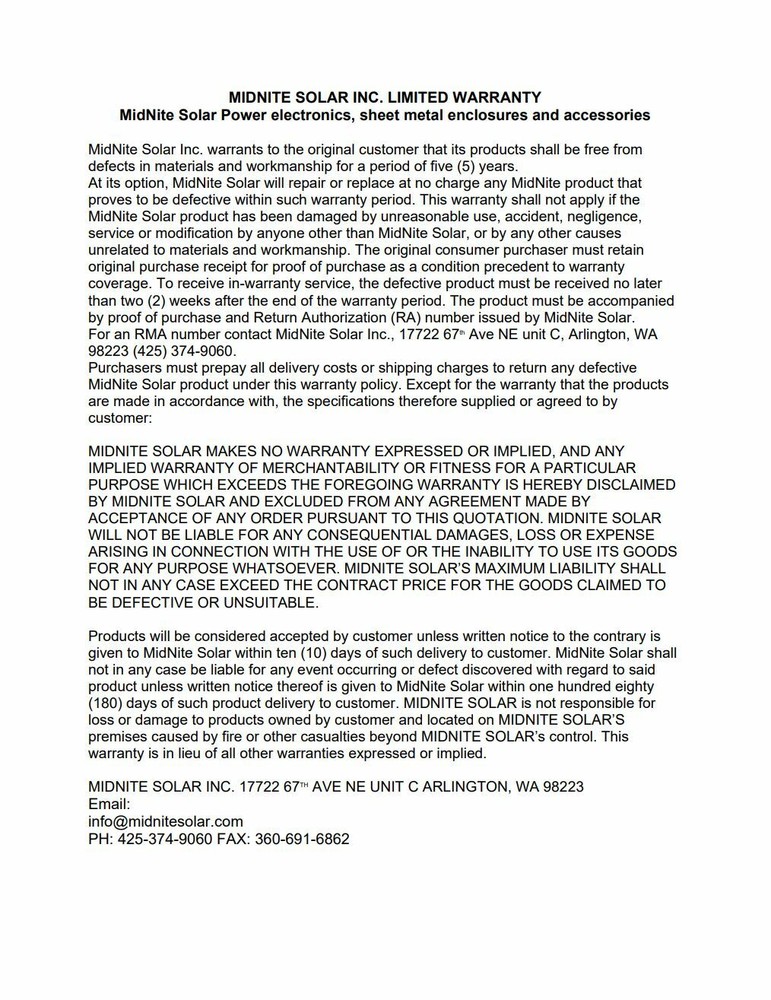 MidNite Solar MNE175SM E-Panel - Samlex 175A