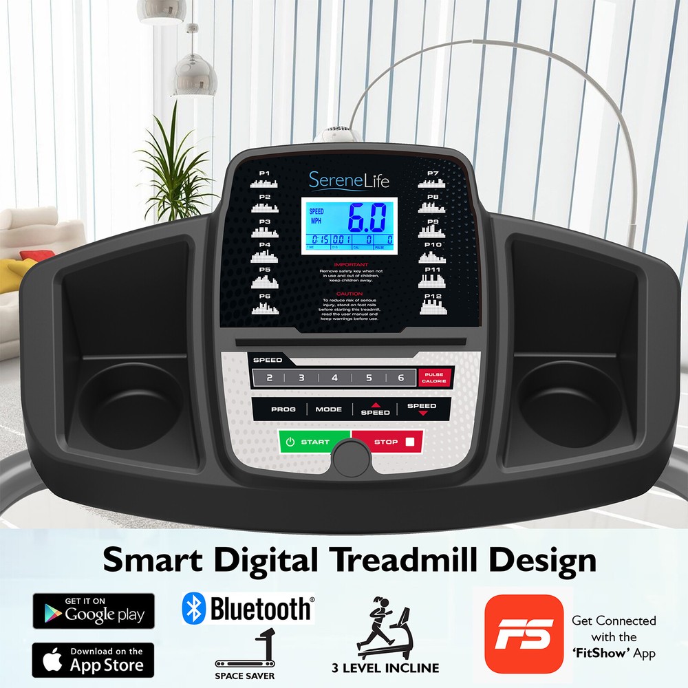 SereneLife SLFTRD20 Smart Treadmill Motorized Running Jogging Exercise Machine