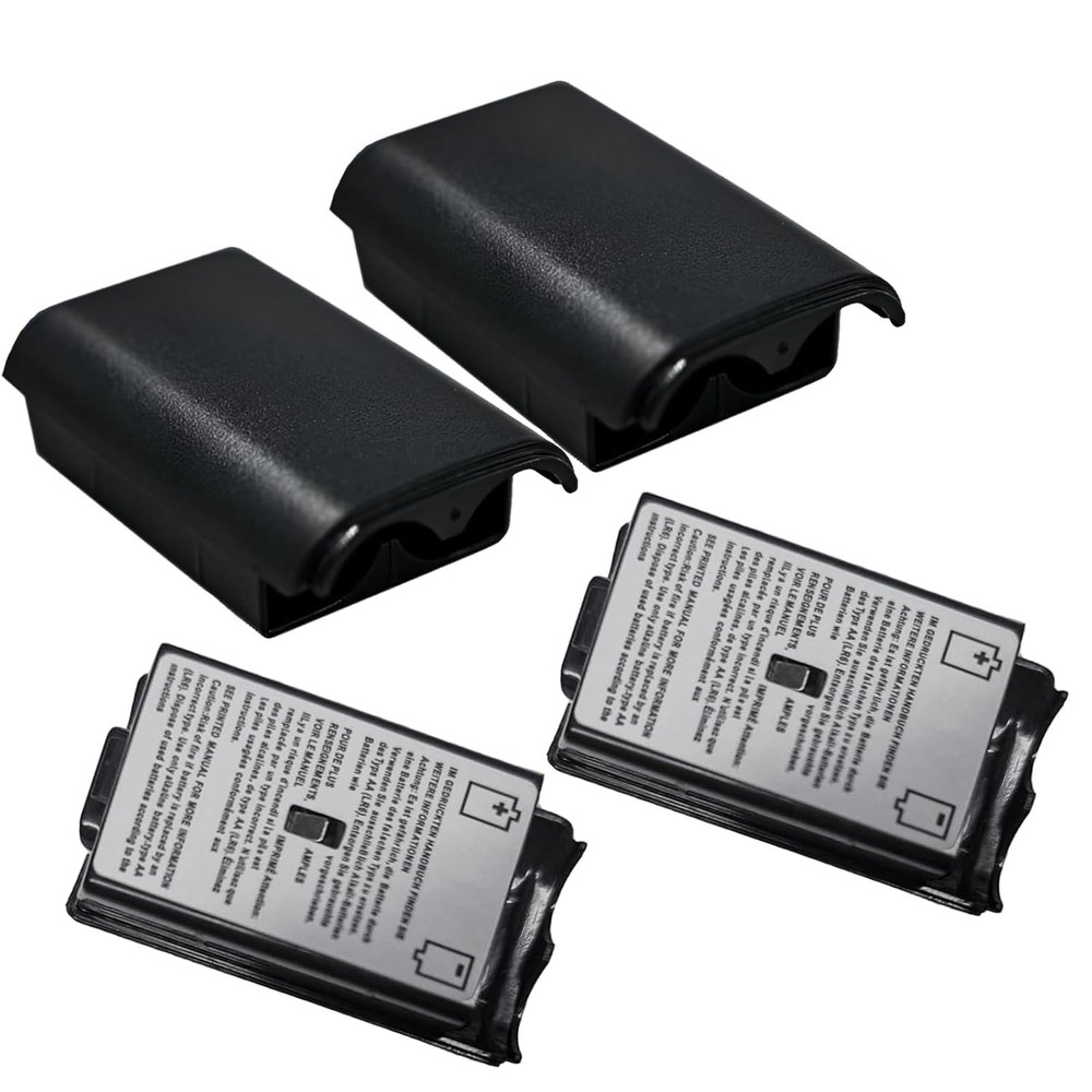 2 Pcs Durable Black Battery Pack Covers for Xbox 360 Wireless Controllers