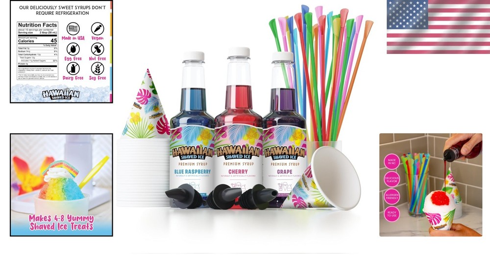 Snow Cone Syrup Bundle - Cherry, Blue Raspberry, Grape