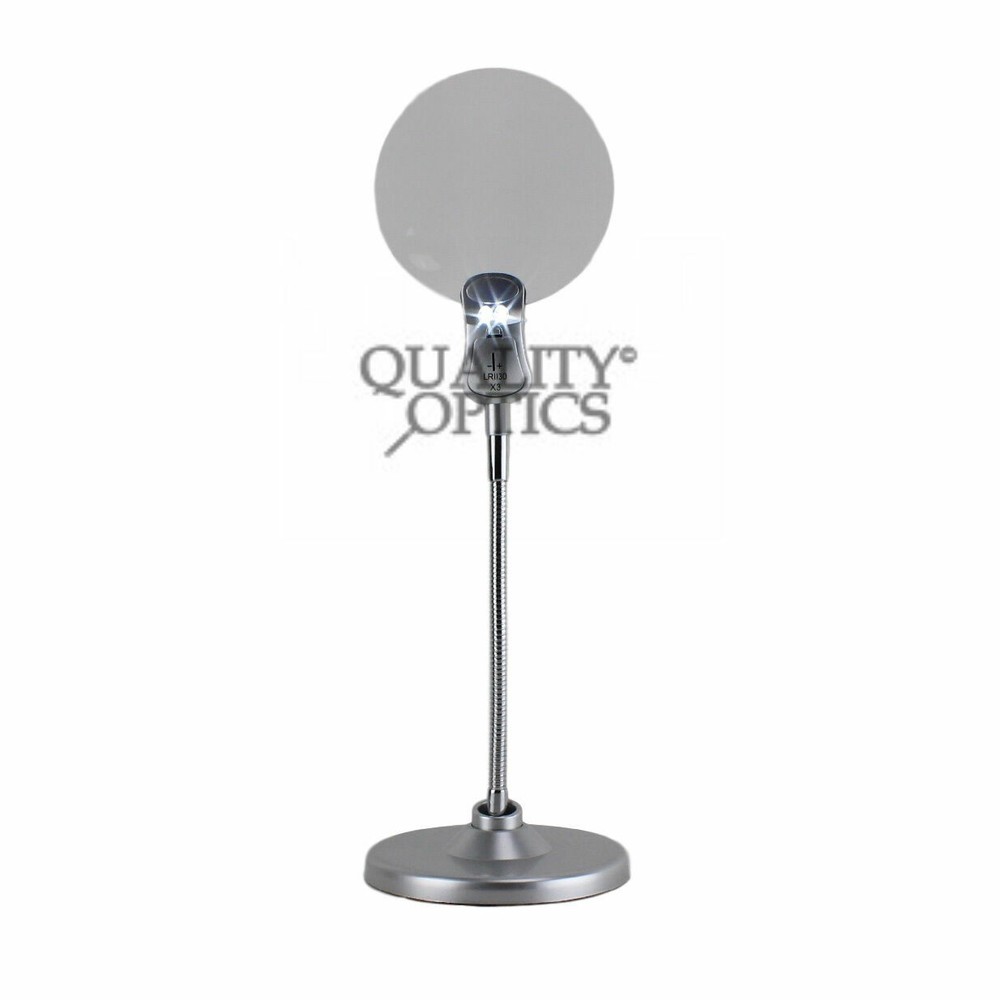 Solid Steel & Optical Glass Desktop Table Bench Illuminated Magnifier Magnifying