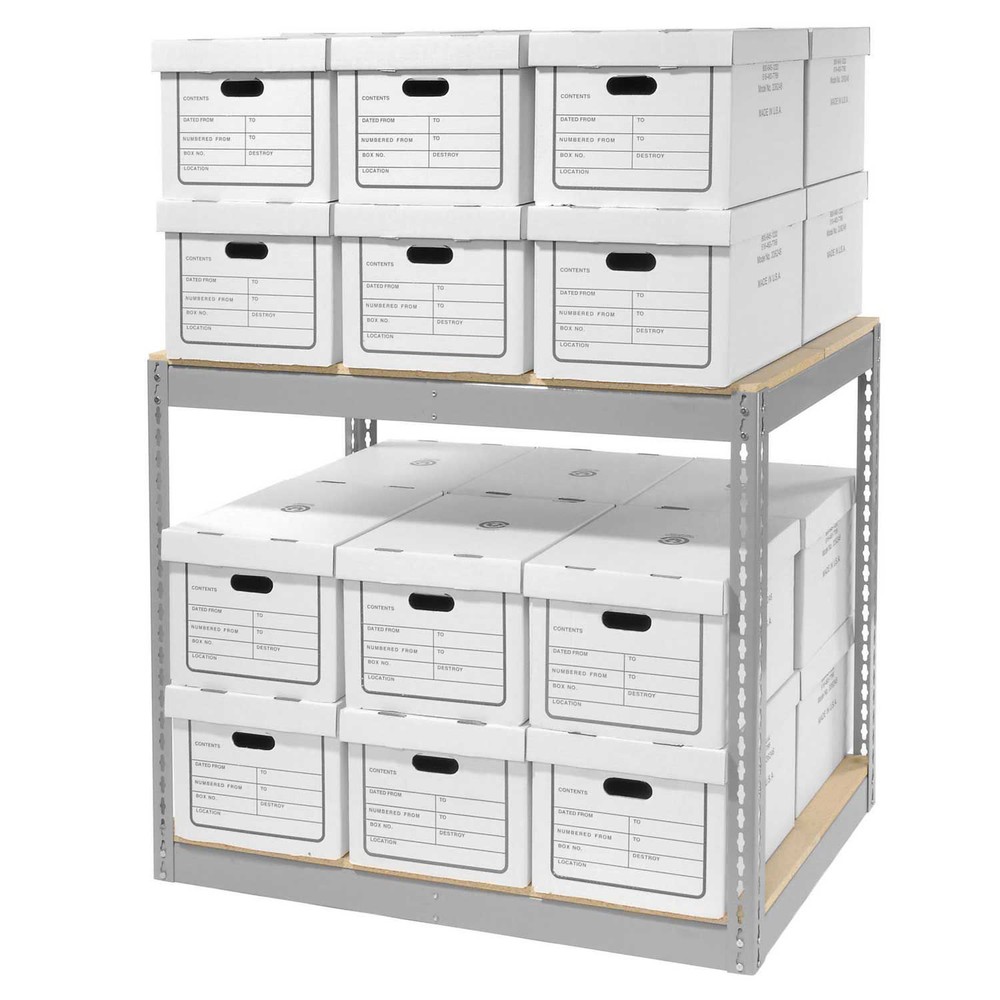 Record Storage Rack With 24 Boxes 42"W x 30"D x 36"H Gray