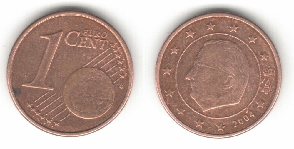 Belgium 1 euro cent 2004 ERROR