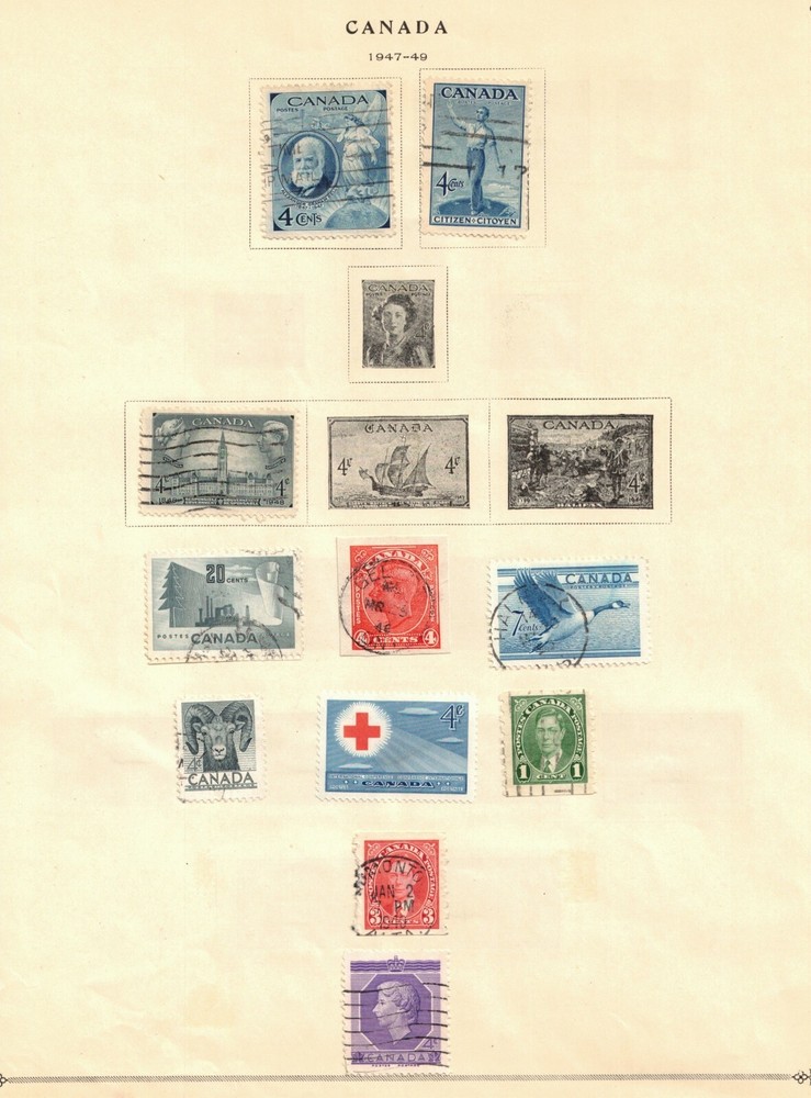 Canada Collection page containing 18 Canada Stamps