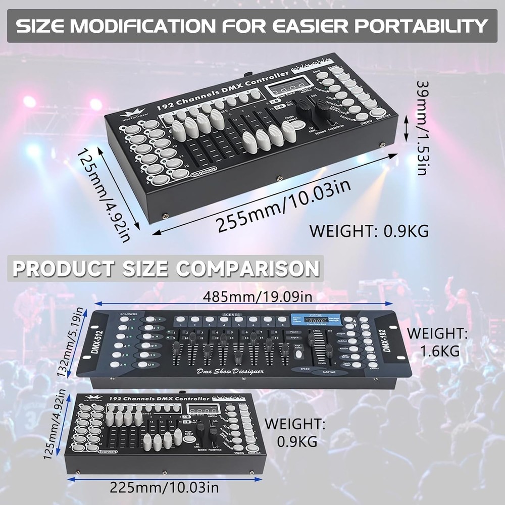 Compact 192-Channel DMX Controller with LCD Display for Stage Lighting Mastery