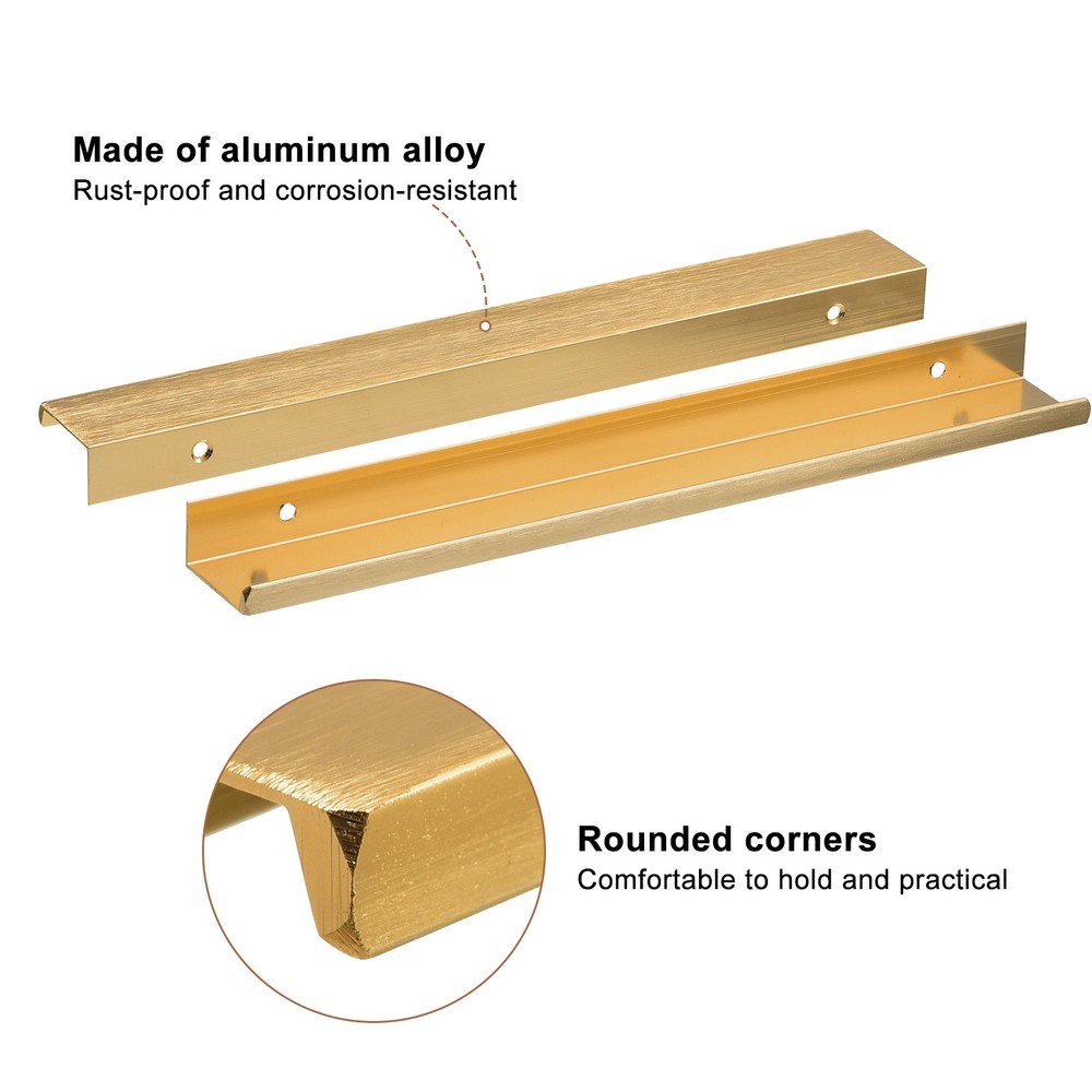 Cabinet Edge Finger Pull, 10pcs 250mm/9.84 Hidden Cabinet Pulls, Gold