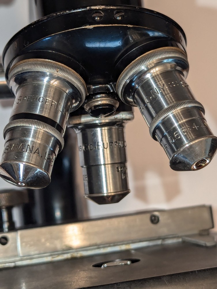 Vintage Spencer Microscope w/ Case, Objectives, Manual & Mechanical Stage