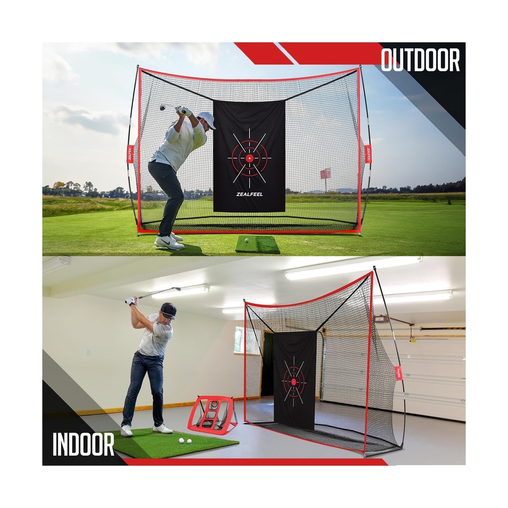 Golf Net, 10x7ft Golf Practice Net with Chipping Net, Golf Mat, Silk Target, ...