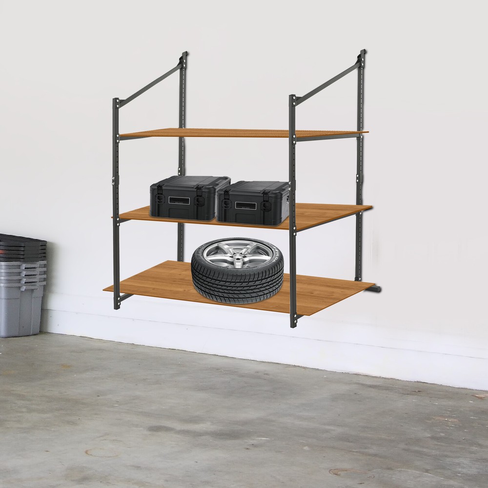 2 Pack Container Shelving Bracket Set, 3-Tier Cargo Storage Shelf Brackets