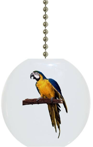 Macaw Parrot Bird Solid CERAMIC Ceiling Fan Light Lamp Pull