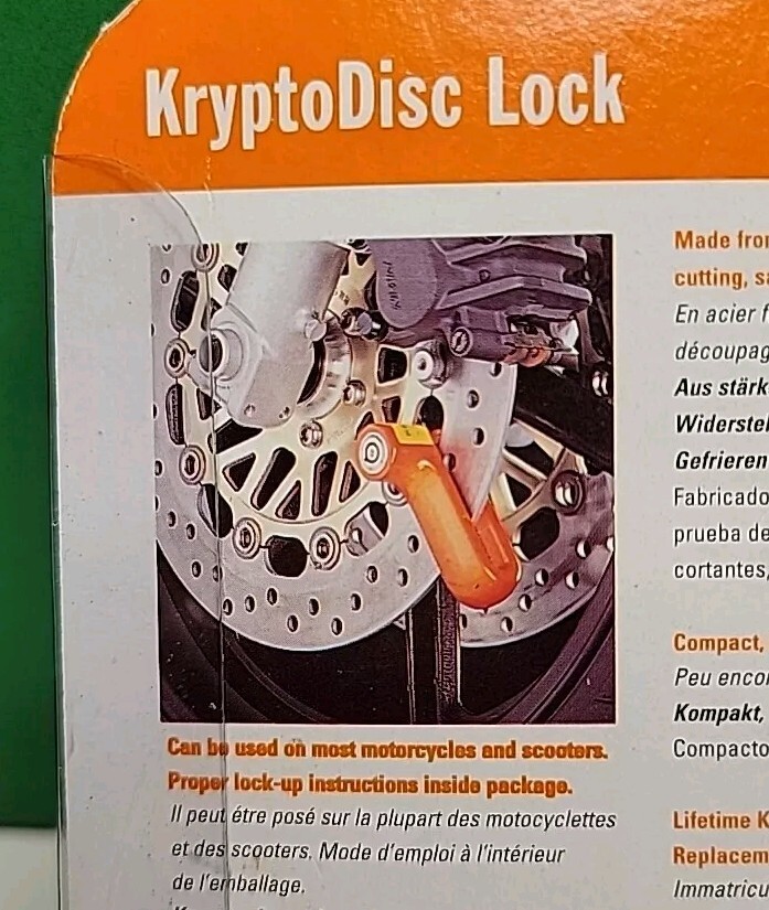 Kryptonite 10mm Orange Compact KryptoDisc Lock With 2 Keys.