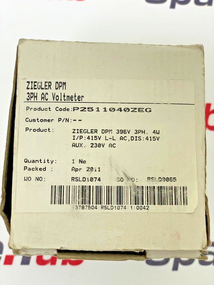 ZIEGLER DPM396V 3PH AC Voltmeter