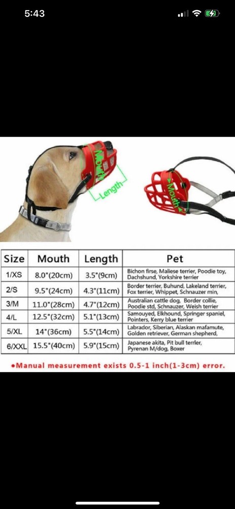 Adjustable Dog Muzzle Soft Silicone Breathable Strong Basket Size 5 (XL)