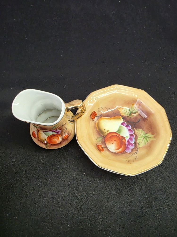 Vintage Lefton Hand Painted Miniature Pitcher And Basin Fruit Pattern