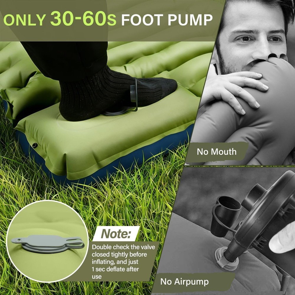 Camping Sleeping Pad, Ultralight Camping Mat with Pillow, Built-in Foot Pump ...