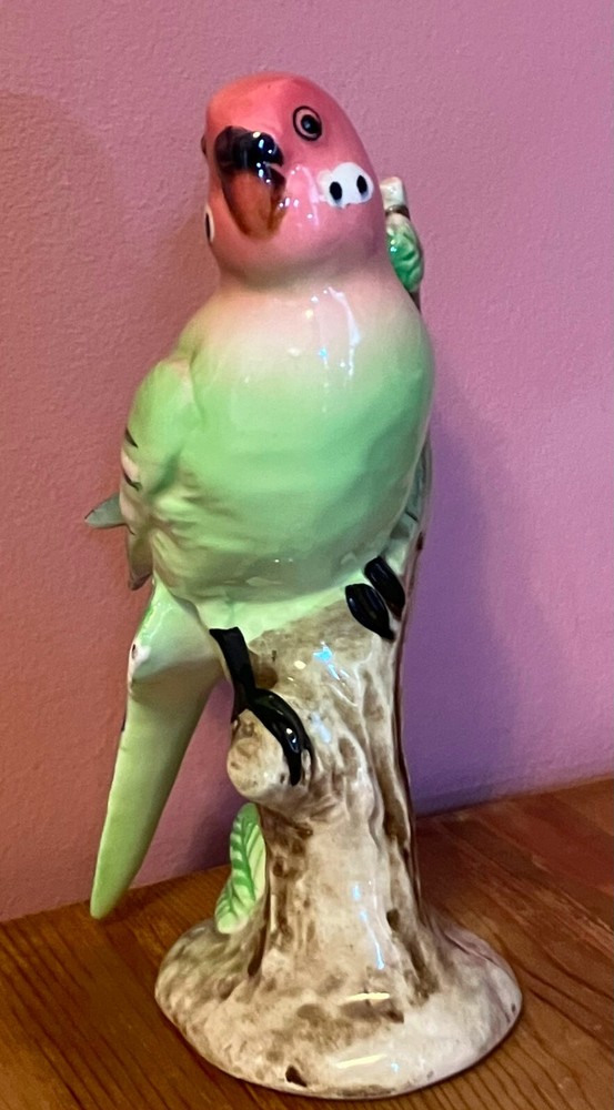 Parakeet Ceramic Statue Parrot Figurine Japan Budgie
