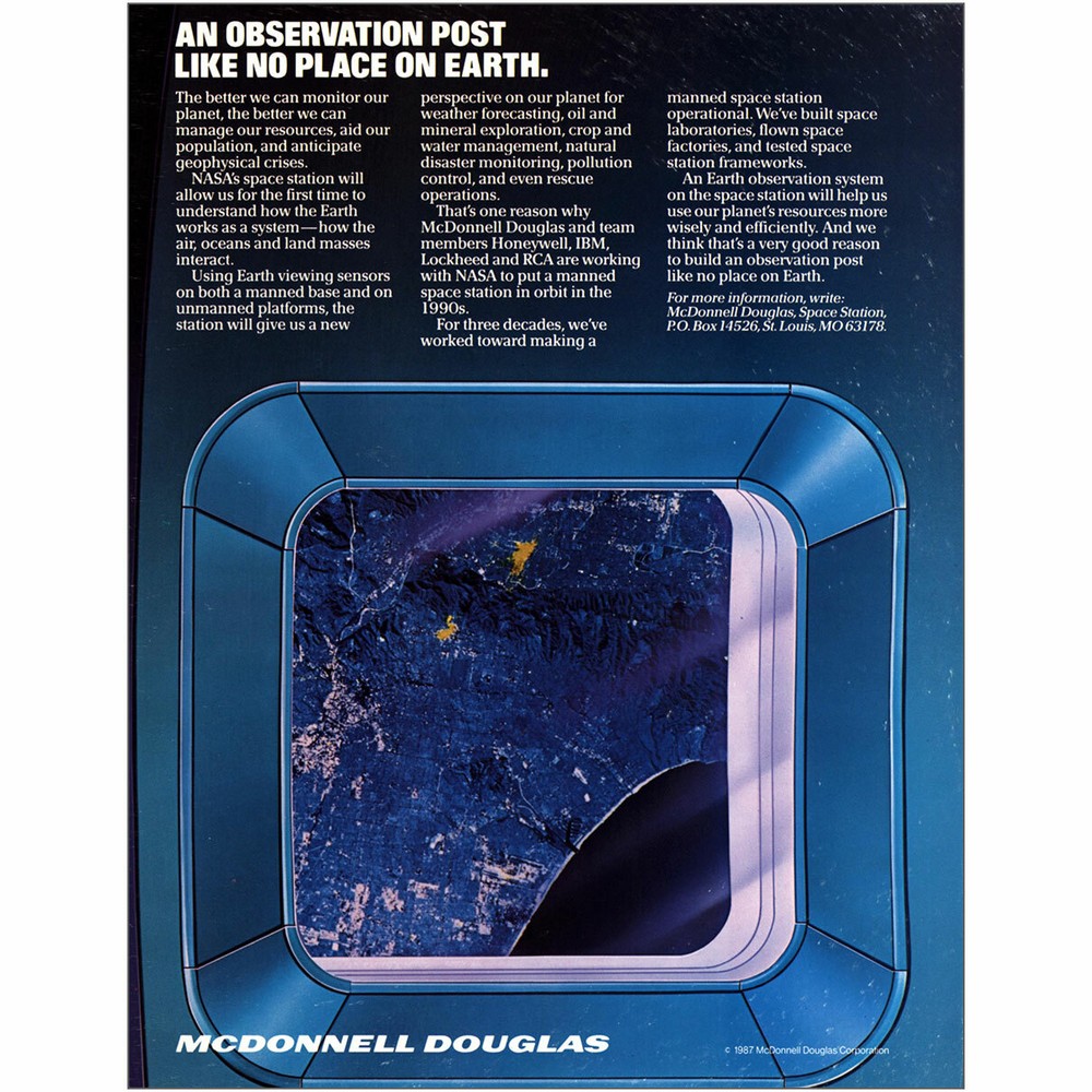 1987 McDonnell Douglas: NASA Space Station Observations Post Vintage Print Ad