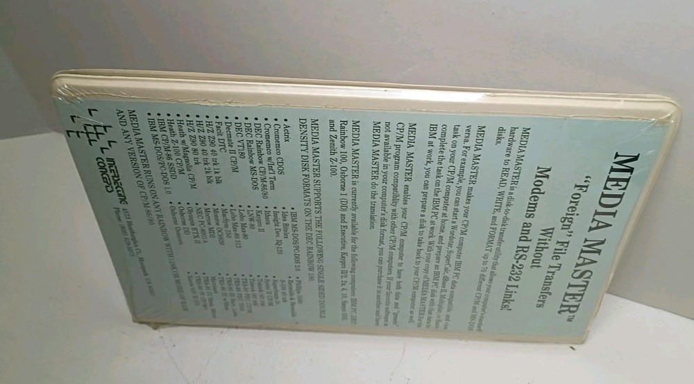 SEALED Media Master Disk Conversion IBM PC CP/M 5.25” Intersecting Concepts