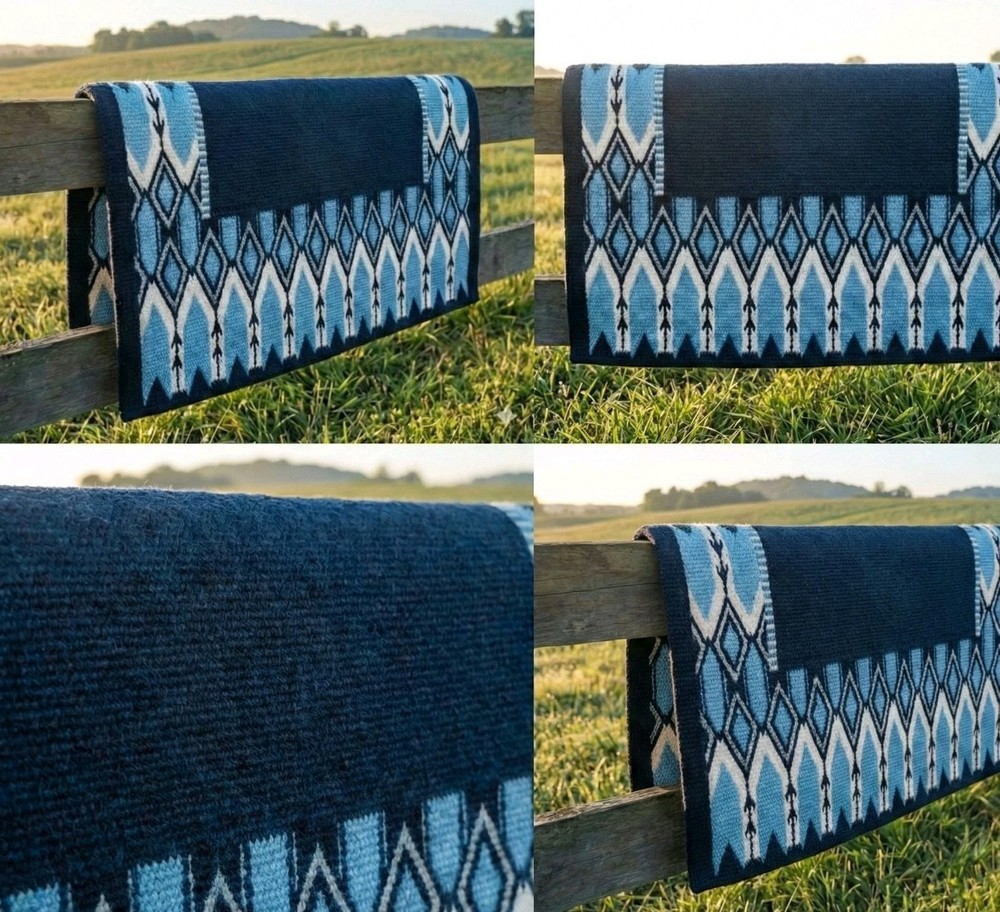 ranch saddle pad Sky Blue Navy Blue 34×38 & Other Size