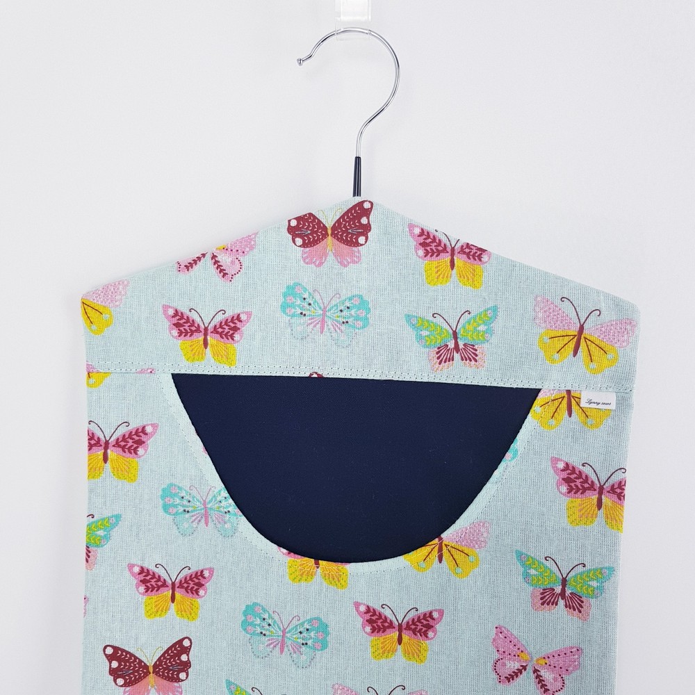 Peg Bag Handmade Light Blue Butterfly Print Lined Laundry Clothes Peg Holder