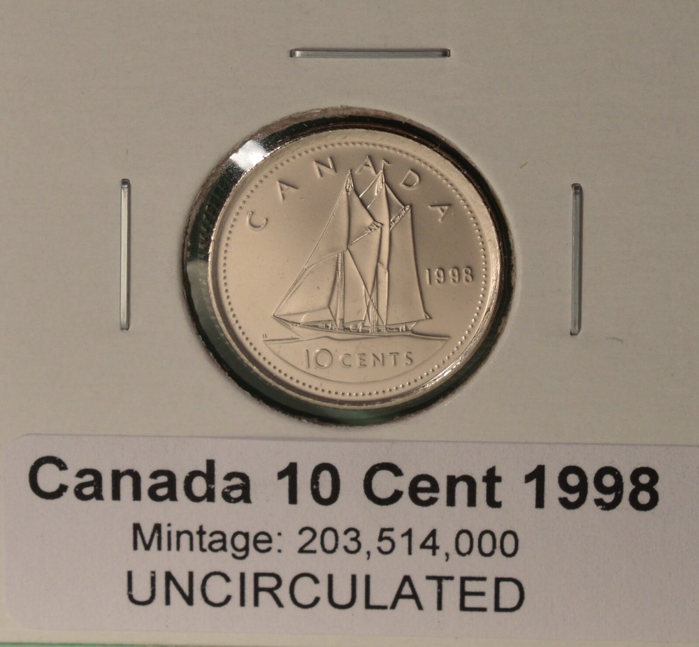 1998 Canada Dime - UNCIRCULATED - from original mint roll