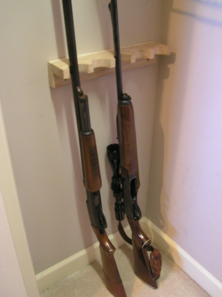 2 gun wood closet gun rack - solid oak construction