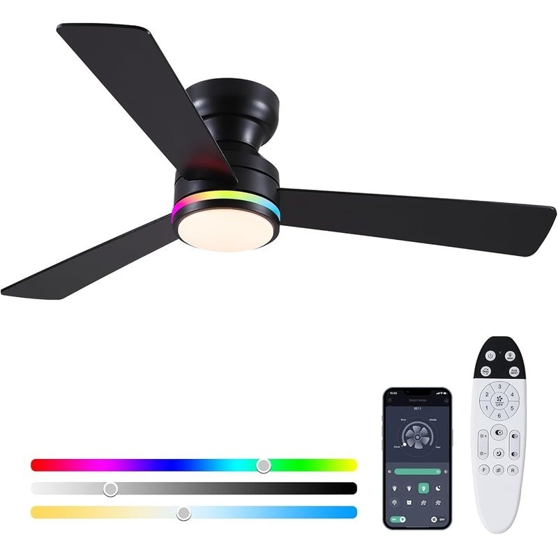 Modern Ceiling Fan W/ Light Remote Control Reversible Motor Dimmable Flush Mount