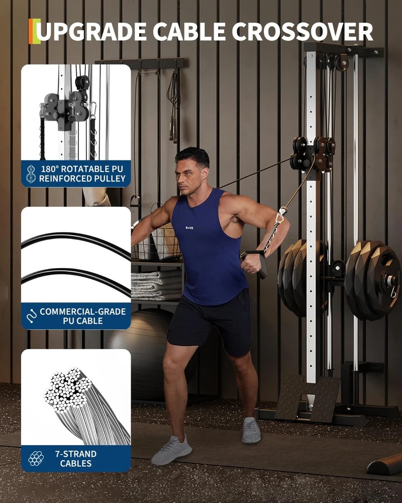 Wall Mount Cable Station LAT Pulldown Machine w/19 Positions Dual Pulley