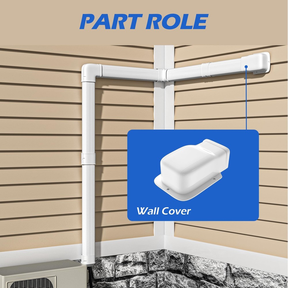 TAKTOPEAK 3" Width Wall Cover, Mini Split Line Set Cover width, White