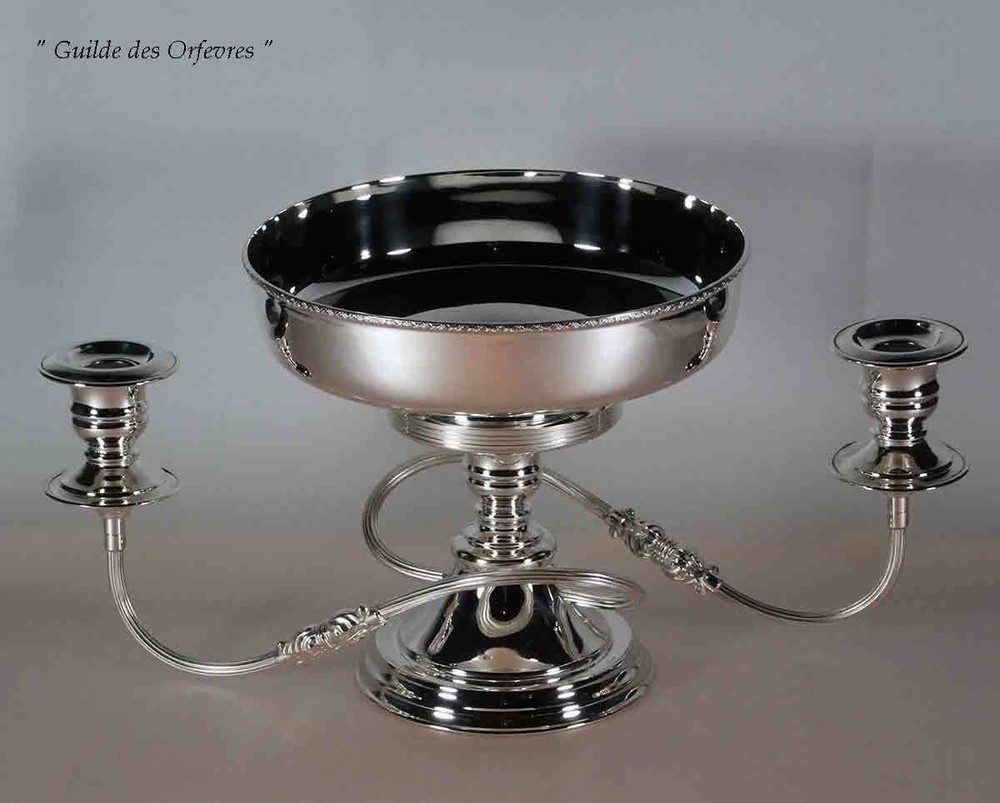 Silver Epergne/Candelabra, Plain 3 Light 8 in.