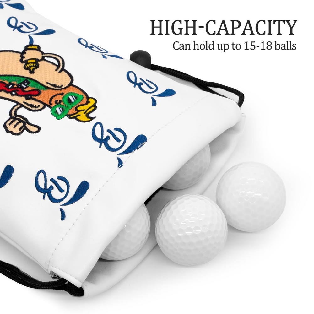 Golf Valuables PouchHot Dog Golf Pouch Bag with Drawstrings Leather Golf Tee ...