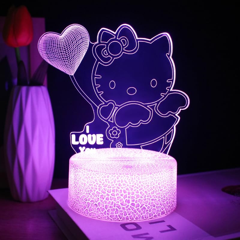Kitty Night Light - 16-Color Changing Anime Cat Lamp with Remote Control,