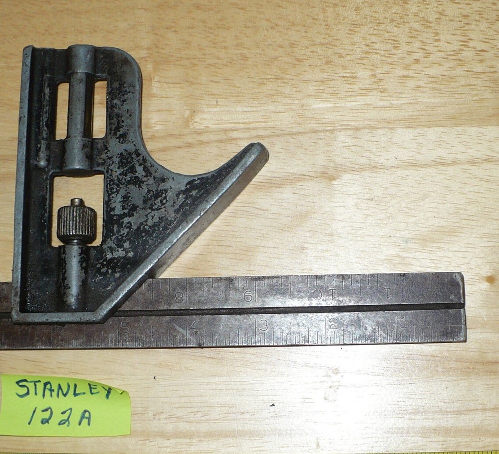 Vintage Stanley 122A Combination Square w/ Bubble Level