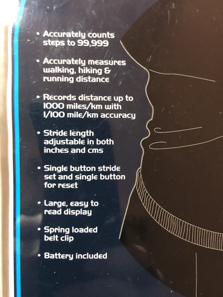 Sportline Step & Distance Pedometer #340 NEW Walking Program 10,000 Steps