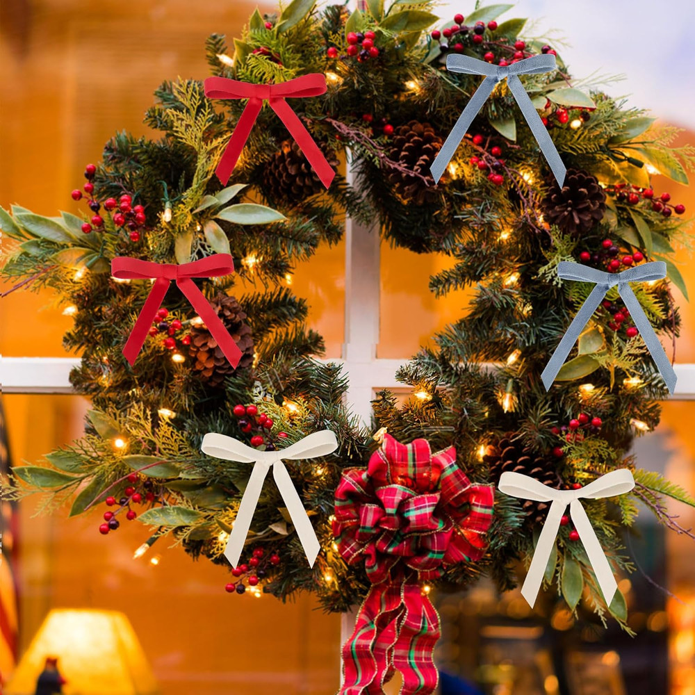 Velvet Ribbon Set - 3/8" X 20Yd, 4 Rolls in 4 Colors, Double Faced on Wooden Spo