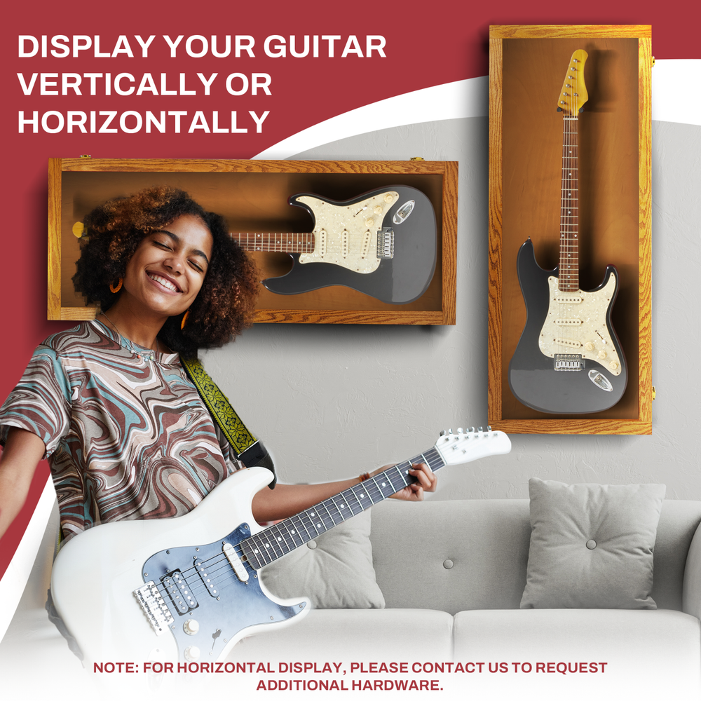 Oak Finish Guitar display case Solid hardwood with Locks