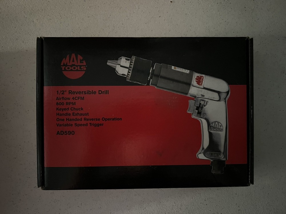Mac Tools 1/2" Reversible Aluminum Keyed-Chuck Air Drill AD590