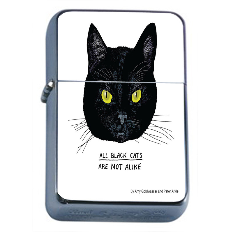 Black Cat Em2 Flip Top Oil Lighter Wind Resistant